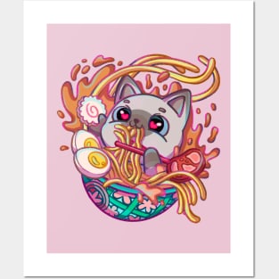 Ra-Meow NEKO RAMEN T-SHIRT Posters and Art